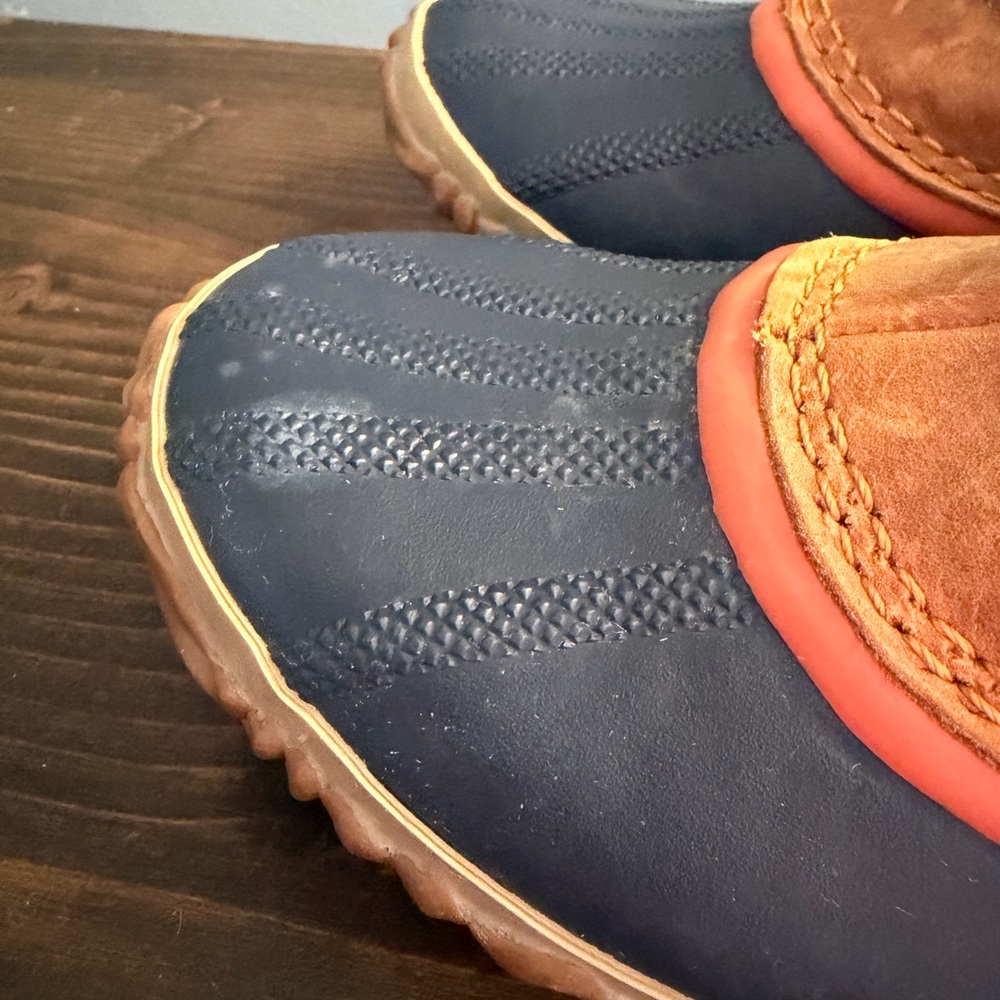 Sorel Out N About Leather Waterproof Duck Boots Carmel & Navy Women’s Size 8.5 - Picture 11 of 13